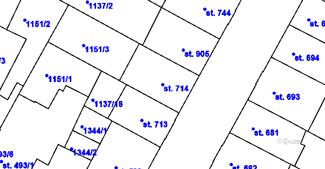 Parcela st. 714 v KÚ Jičín, Katastrální mapa