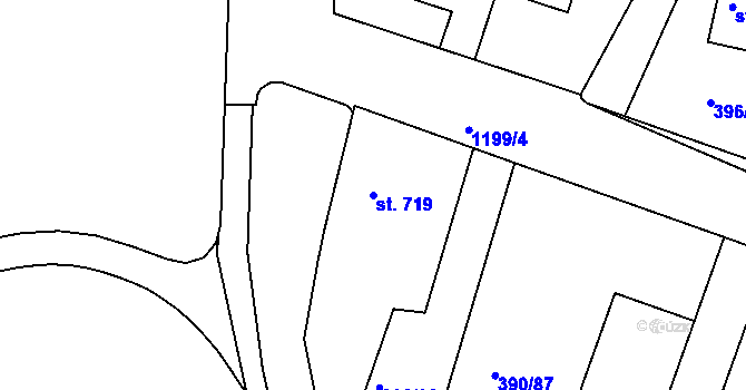 Parcela st. 719 v KÚ Jičín, Katastrální mapa