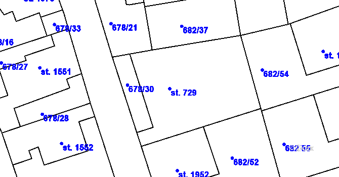 Parcela st. 729 v KÚ Jičín, Katastrální mapa