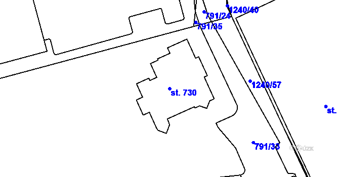 Parcela st. 730 v KÚ Jičín, Katastrální mapa