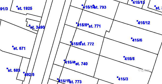 Parcela st. 772 v KÚ Jičín, Katastrální mapa