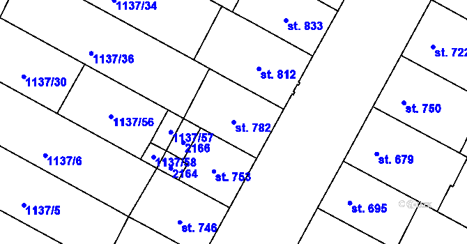 Parcela st. 782 v KÚ Jičín, Katastrální mapa
