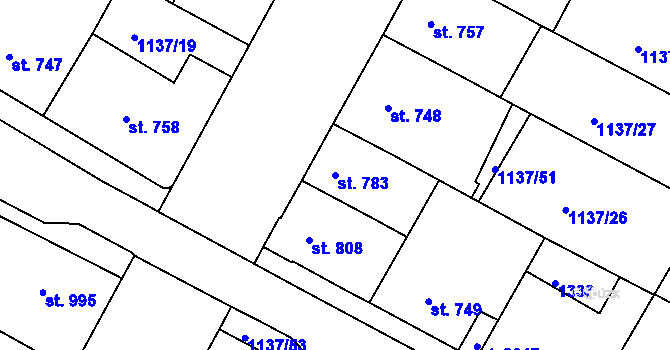 Parcela st. 783 v KÚ Jičín, Katastrální mapa