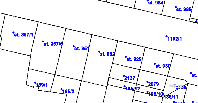 Parcela st. 852 v KÚ Jičín, Katastrální mapa