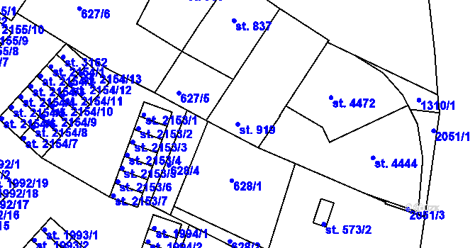 Parcela st. 919 v KÚ Jičín, Katastrální mapa