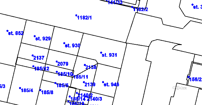 Parcela st. 931 v KÚ Jičín, Katastrální mapa