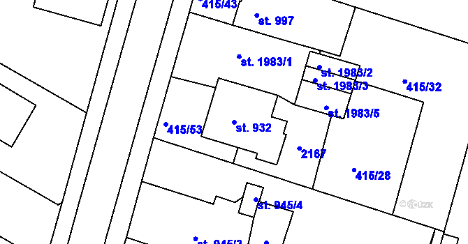 Parcela st. 932 v KÚ Jičín, Katastrální mapa