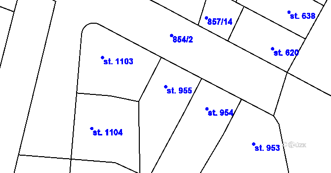 Parcela st. 955 v KÚ Jičín, Katastrální mapa