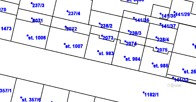 Parcela st. 983 v KÚ Jičín, Katastrální mapa