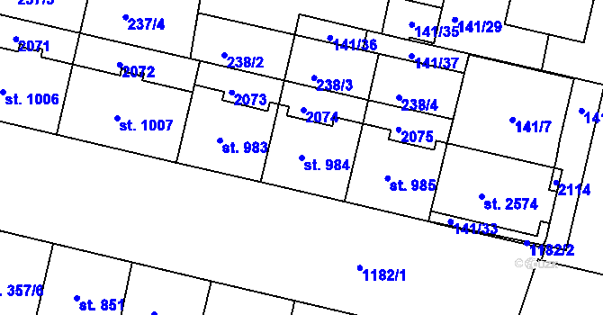 Parcela st. 984 v KÚ Jičín, Katastrální mapa