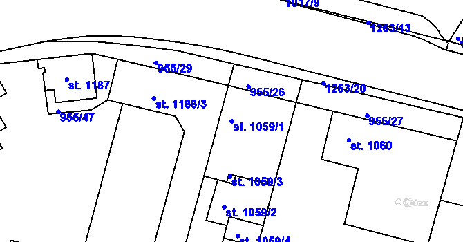 Parcela st. 1059/1 v KÚ Jičín, Katastrální mapa