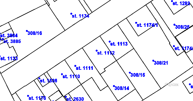 Parcela st. 1112 v KÚ Jičín, Katastrální mapa