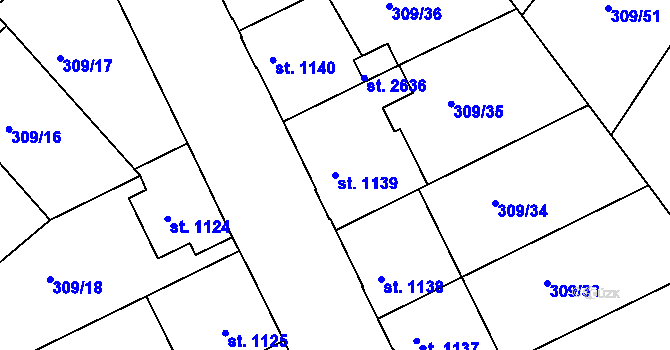 Parcela st. 1139 v KÚ Jičín, Katastrální mapa