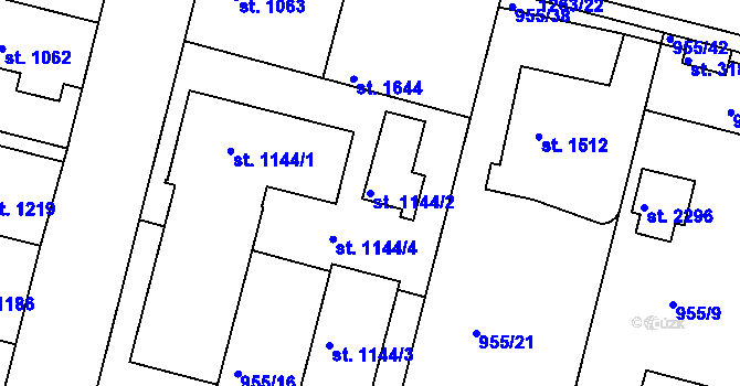 Parcela st. 1144/2 v KÚ Jičín, Katastrální mapa