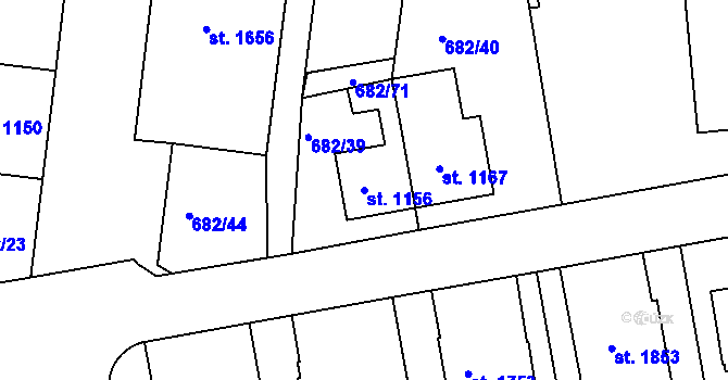 Parcela st. 1156 v KÚ Jičín, Katastrální mapa