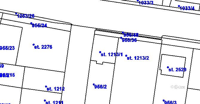Parcela st. 1213/1 v KÚ Jičín, Katastrální mapa