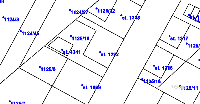 Parcela st. 1222 v KÚ Jičín, Katastrální mapa