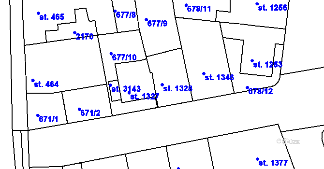 Parcela st. 1328 v KÚ Jičín, Katastrální mapa