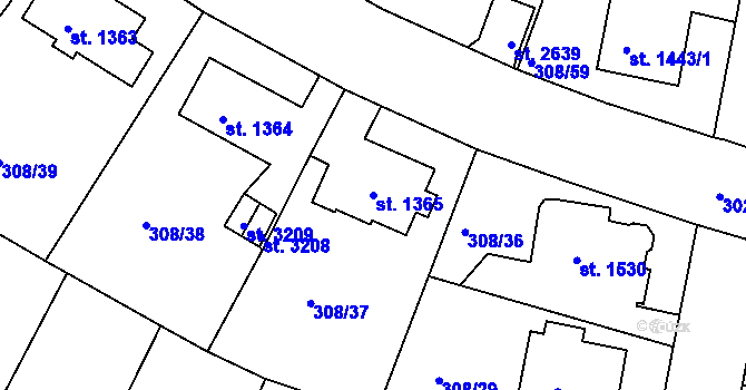 Parcela st. 1365 v KÚ Jičín, Katastrální mapa