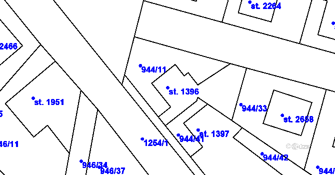 Parcela st. 1396 v KÚ Jičín, Katastrální mapa