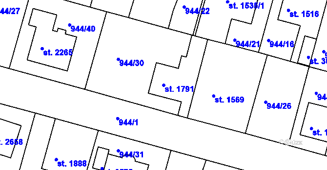 Parcela st. 1791 v KÚ Jičín, Katastrální mapa