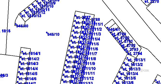 Parcela st. 1811/5 v KÚ Jičín, Katastrální mapa