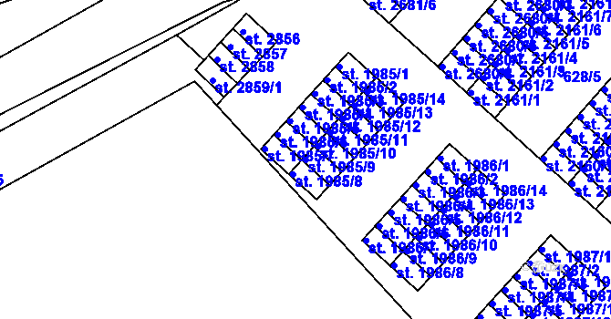Parcela st. 1985/9 v KÚ Jičín, Katastrální mapa