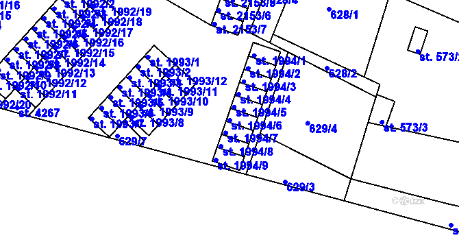Parcela st. 1994/6 v KÚ Jičín, Katastrální mapa
