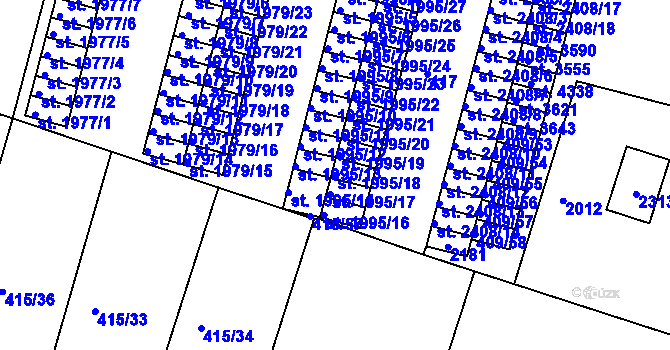 Parcela st. 1995/18 v KÚ Jičín, Katastrální mapa