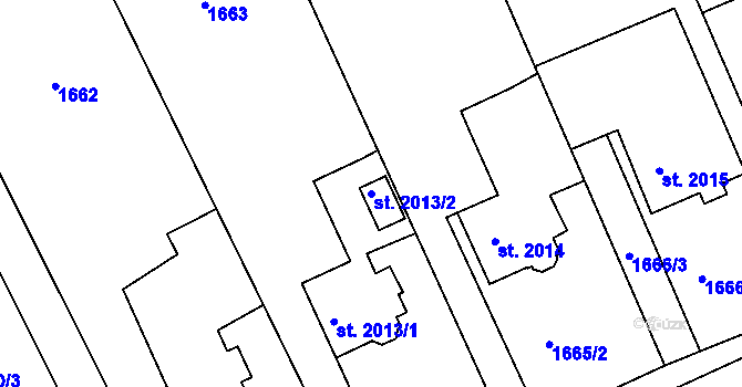 Parcela st. 2013/2 v KÚ Jičín, Katastrální mapa