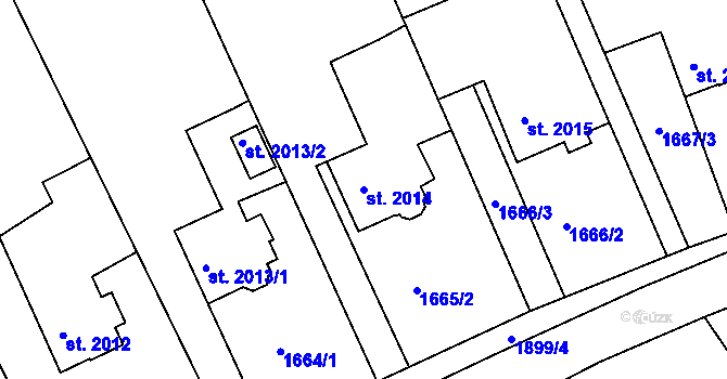 Parcela st. 2014 v KÚ Jičín, Katastrální mapa
