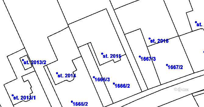 Parcela st. 2015 v KÚ Jičín, Katastrální mapa