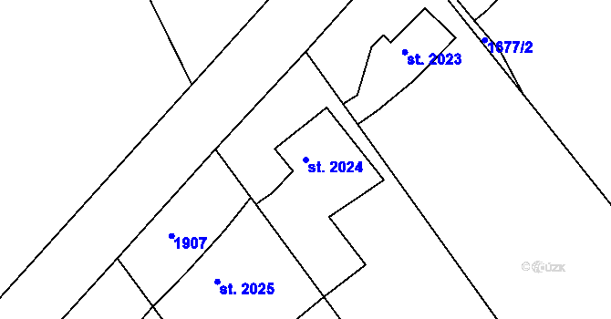 Parcela st. 2024 v KÚ Jičín, Katastrální mapa