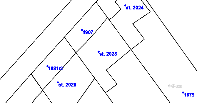 Parcela st. 2025 v KÚ Jičín, Katastrální mapa