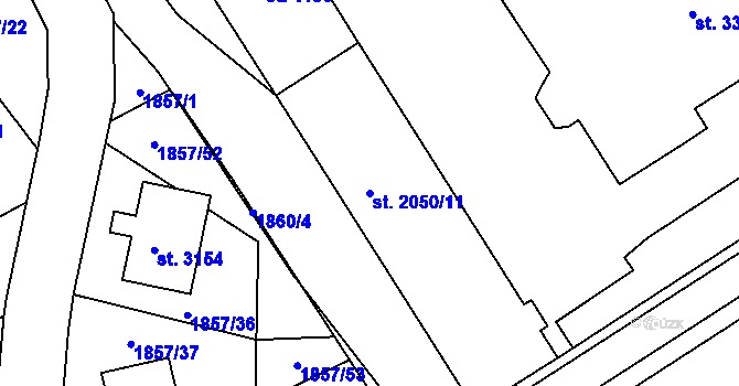 Parcela st. 2050/11 v KÚ Jičín, Katastrální mapa
