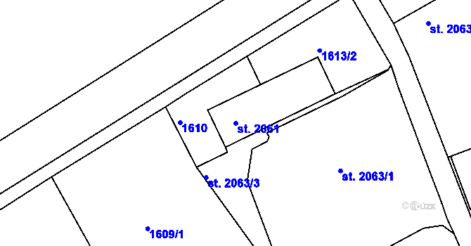 Parcela st. 2061 v KÚ Jičín, Katastrální mapa