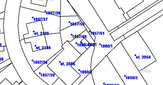 Parcela st. 2081 v KÚ Jičín, Katastrální mapa