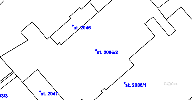 Parcela st. 2086/2 v KÚ Jičín, Katastrální mapa