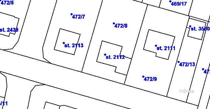 Parcela st. 2112 v KÚ Jičín, Katastrální mapa