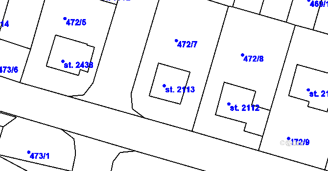 Parcela st. 2113 v KÚ Jičín, Katastrální mapa