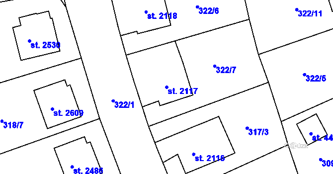 Parcela st. 2117 v KÚ Jičín, Katastrální mapa