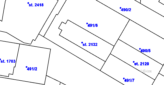 Parcela st. 2132 v KÚ Jičín, Katastrální mapa