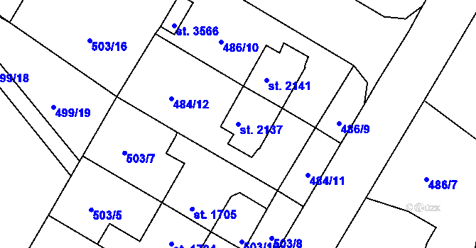 Parcela st. 2137 v KÚ Jičín, Katastrální mapa