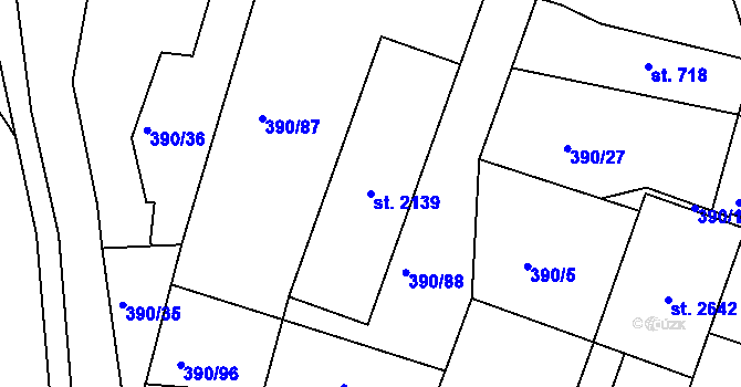 Parcela st. 2139 v KÚ Jičín, Katastrální mapa