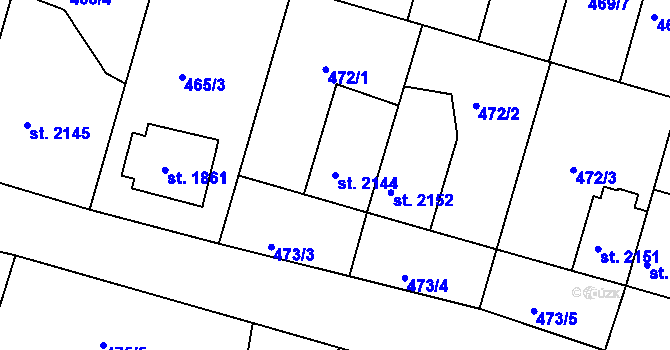 Parcela st. 2144 v KÚ Jičín, Katastrální mapa