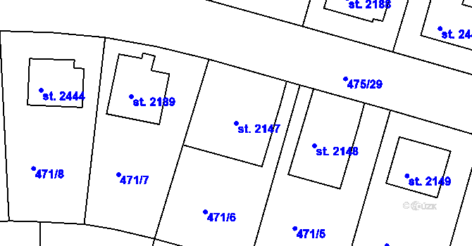 Parcela st. 2147 v KÚ Jičín, Katastrální mapa