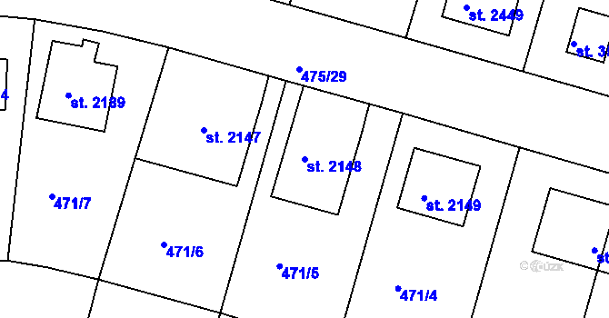 Parcela st. 2148 v KÚ Jičín, Katastrální mapa
