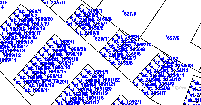Parcela st. 2155/5 v KÚ Jičín, Katastrální mapa