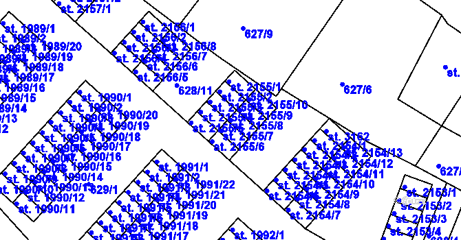 Parcela st. 2155/8 v KÚ Jičín, Katastrální mapa