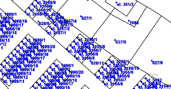 Parcela st. 2156/8 v KÚ Jičín, Katastrální mapa